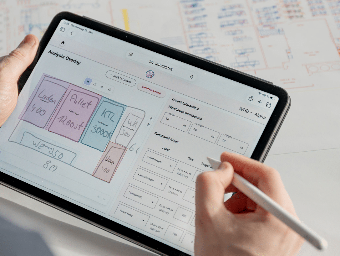 KI zur Digitalisierung von Lager-Layout aus Handskizzen
